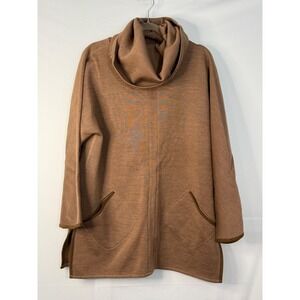 Soft Surroundings Cowl Neck Tunic Sweater Womens Small Brown Wool Blend Pockets